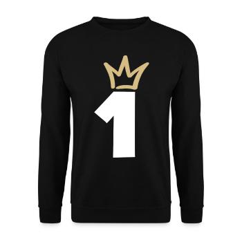 NUMMER EINS 1 Champion Krone - Unisex Pullover - Schwarz - Vorne - Alina (178cm) & Michal (187cm)