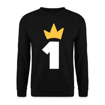 One Crown 1 An Bébé Premier Anniversaire - Sweat-shirt Unisexe - noir - Devant - Alina (178cm) & Michal (187cm)