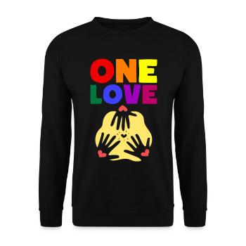 One Love - Unisex Pullover - Schwarz - Vorne - Alina (178cm) & Michal (187cm)