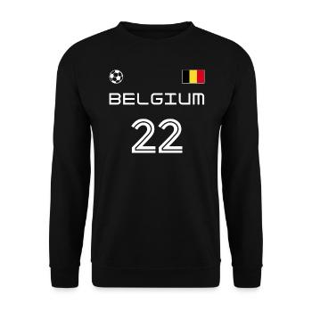 Belgique 2022 Belgien Trikot Fussball Fan - Unisex Pullover - Schwarz - Vorne - Alina (178cm) & Michal (187cm)