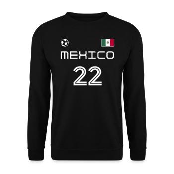 México 2022 Mexiko Trikot Fussball Fan - Unisex Pullover - Schwarz - Vorne - Alina (178cm) & Michal (187cm)