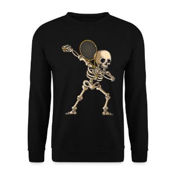 Dabbing Skeleton Joueur de tennis avec raquette de tennis - Sweat-shirt Unisexe - noir - Devant - Alina (178cm) & Michal (187cm)