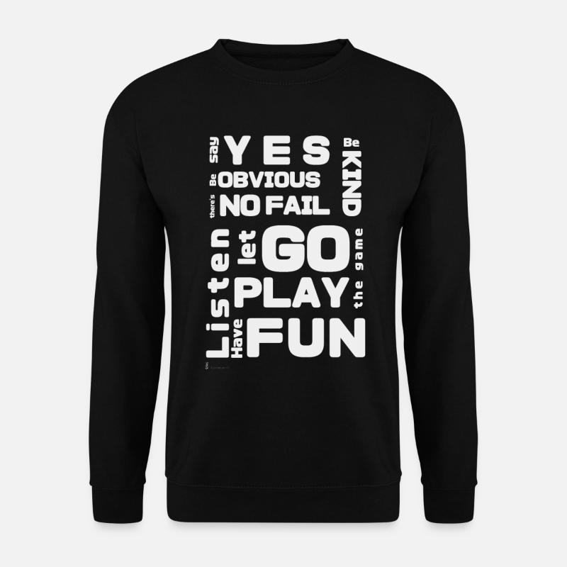 improv rules white - Sweat-shirt Unisexe - noir