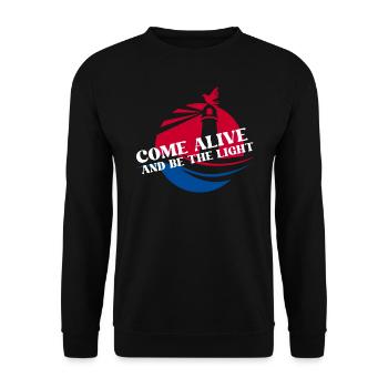 Be the Light – Christian - Unisex Sweatshirt - black - Front - Alina (178cm) & Michal (187cm)