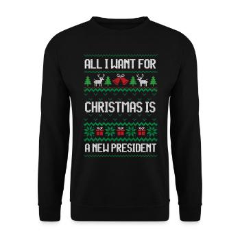 All i want for christmas is a new president - Unisex Sweatshirt - black - Front - Alina (178cm) & Michal (187cm)