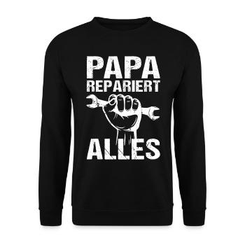 Papa repariert alles Vater Papa - Unisex Pullover - Schwarz - Vorne - Alina (178cm) & Michal (187cm)