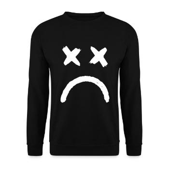 Smiley Crossed Eyed Sad Smiley - Unisex Pullover - Schwarz - Vorne - Alina (178cm) & Michal (187cm)