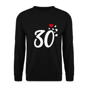 30 Herzen 30. Geburtstag Jubiläum - Unisex Pullover - Schwarz - Vorne - Alina (178cm) & Michal (187cm)