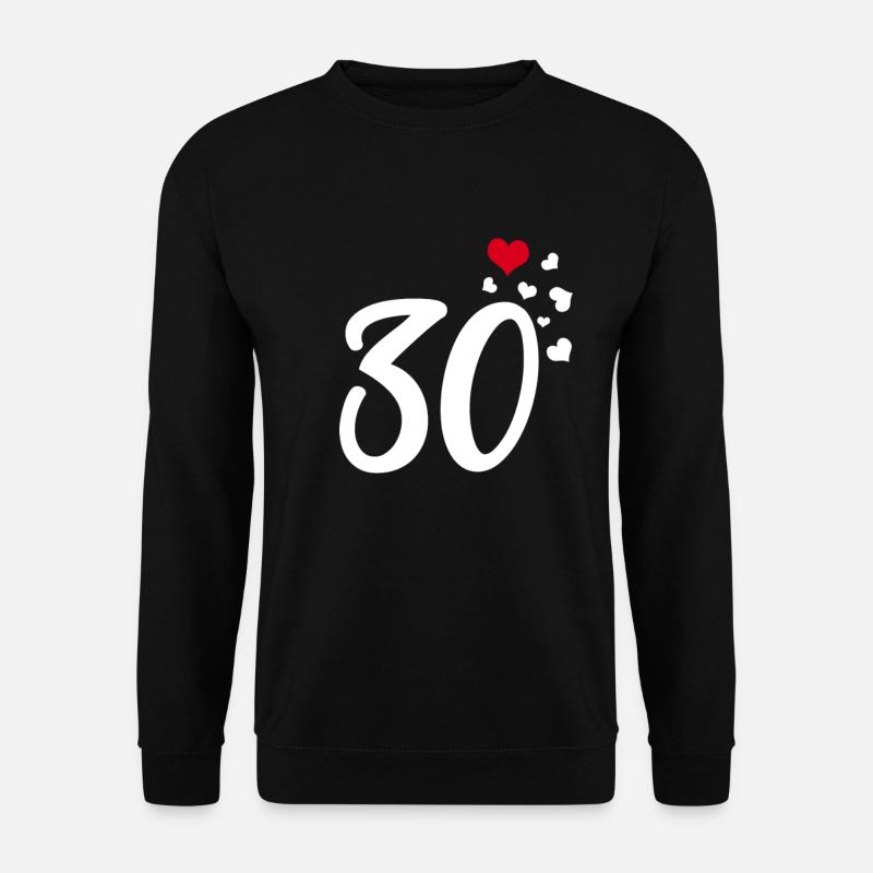 30 Herzen 30. Geburtstag Jubiläum - Unisex Pullover - Schwarz