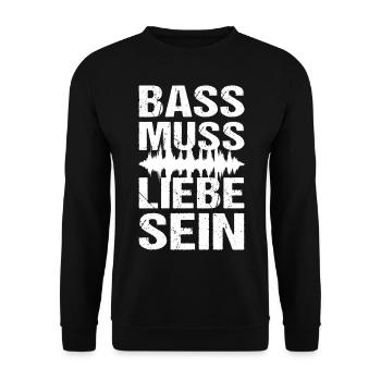 Bass Muss Liebe Sein Techno Musik - Unisex Pullover - Schwarz - Vorne - Alina (178cm) & Michal (187cm)
