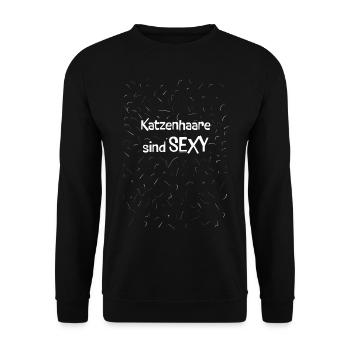 Katzenhaare sind SEXY - Unisex Pullover - Schwarz - Vorne - Alina (178cm) & Michal (187cm)