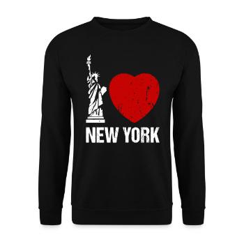 I love New York Herz NYC - Unisex Pullover - Schwarz - Vorne - Alina (178cm) & Michal (187cm)