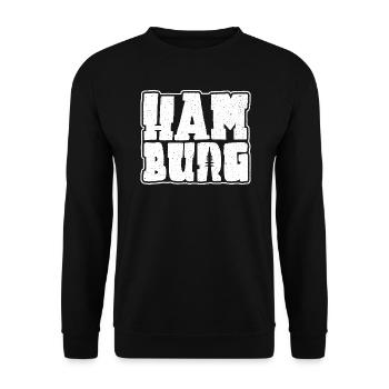 Hamburg Souvenir Design Hansestadt Hamburg - Unisex Pullover - Schwarz - Vorne - Alina (178cm) & Michal (187cm)