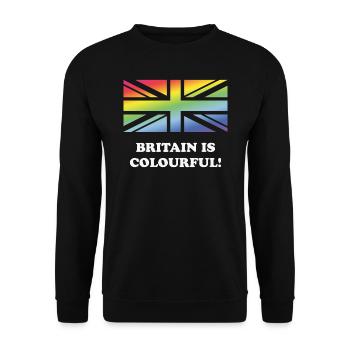 Großbritannien ist bunt! (Union Jack, Großbritannien) - Unisex Pullover - Schwarz - Vorne - Alina (178cm) & Michal (187cm)