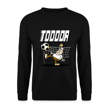 TOOOOR Fußballspieler - Unisex Pullover - Schwarz - Vorne - Alina (178cm) & Michal (187cm)