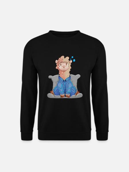 Super sleepy llama in pajamas - Unisex Sweatshirt - black