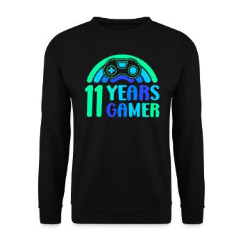 11e anniversaire garçon 11 ans contrôleur de jeu - Sweat-shirt Unisexe - noir - Devant - Alina (178cm) & Michal (187cm)
