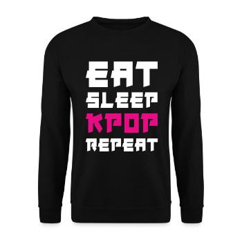 Eat Sleep K-Pop Repeat - Unisex Sweatshirt - black - Front - Alina (178cm) & Michal (187cm)