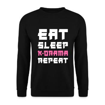 Manger dormir K-Drama Répéter - Sweat-shirt Unisexe - noir - Devant - Alina (178cm) & Michal (187cm)