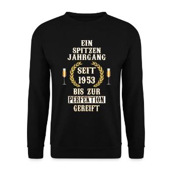 1953 EIN SPITZENJAHRGANG - Unisex Pullover - Schwarz - Vorne - Alina (178cm) & Michal (187cm)