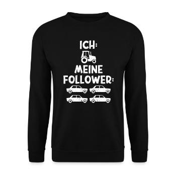 Traktor Trekker Bauer Landwirtschaft - Unisex Pullover - Schwarz - Vorne - Alina (178cm) & Michal (187cm)