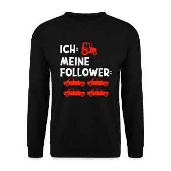 Traktor Trekker Bauer Landwirtschaft - Unisex Pullover - Schwarz - Vorne - Alina (178cm) & Michal (187cm)