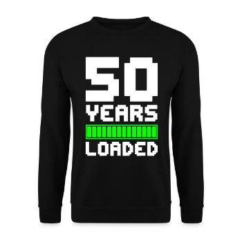 50 Years Loaded 50. Geburtstag - Unisex Pullover - Schwarz - Vorne - Alina (178cm) & Michal (187cm)