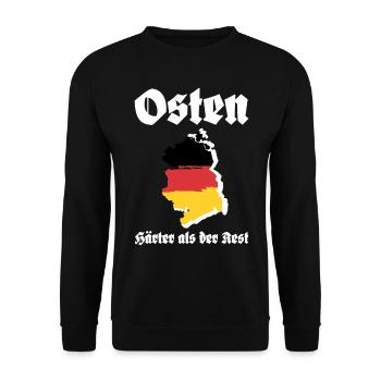 Osten Härter als der Rest DDR Ossi - Unisex Pullover - Schwarz - Vorne - Alina (178cm) & Michal (187cm)