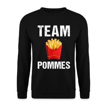 Équipe Pommes Frites Frites Restauration rapide - Sweat-shirt Unisexe - noir - Devant - Alina (178cm) & Michal (187cm)