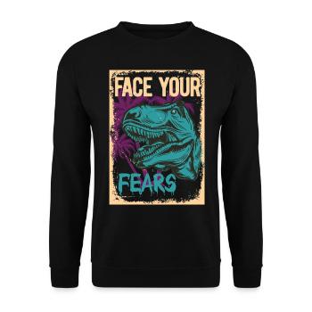 face your fears dinosaur vintage - Unisex Sweatshirt - black - Front - Alina (178cm) & Michal (187cm)