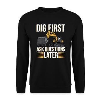Bagger Bagger Bagger Bauarbeiter - Unisex Pullover - Schwarz - Vorne - Alina (178cm) & Michal (187cm)