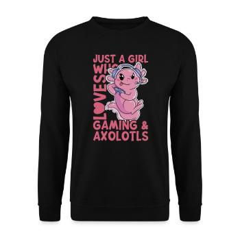 Axolotl - Sweat-shirt Unisexe - noir - Devant - Alina (178cm) & Michal (187cm)