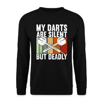 Dart Darts Volltreffer - Unisex Pullover - Schwarz - Vorne - Alina (178cm) & Michal (187cm)