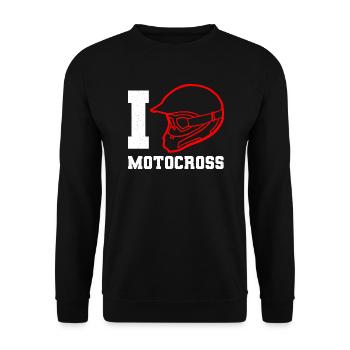 I Love Motoross Fahrer Biker Dirtbike Motorrad - Unisex Pullover - Schwarz - Vorne - Alina (178cm) & Michal (187cm)