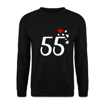 55th Birthday Anniversary Hearts 55 - Unisex Sweatshirt - black - Front - Alina (178cm) & Michal (187cm)