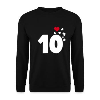 10 Herzen 10. Geburtstag - Unisex Pullover - Schwarz - Vorne - Alina (178cm) & Michal (187cm)