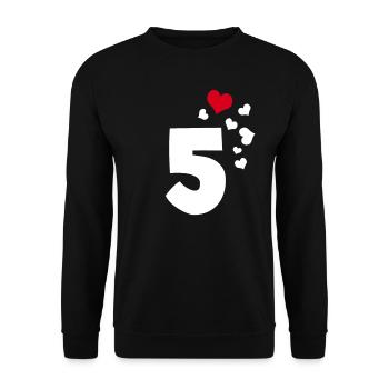 5 Herzen 5. Geburtstag - Unisex Pullover - Schwarz - Vorne - Alina (178cm) & Michal (187cm)