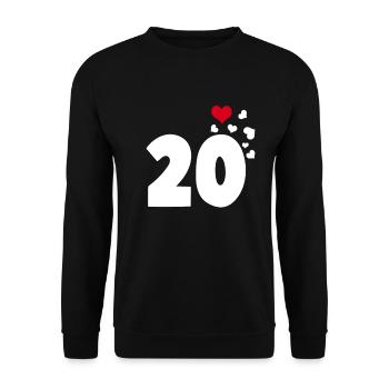 20 Herzen 20. Geburtstag - Unisex Pullover - Schwarz - Vorne - Alina (178cm) & Michal (187cm)