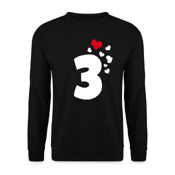 3 Herzen 3. Geburtstag - Unisex Pullover - Schwarz - Vorne - Alina (178cm) & Michal (187cm)