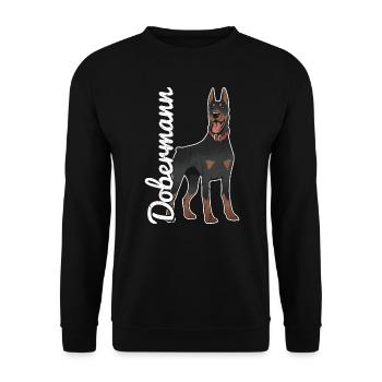 Dobermann Hund Dobermann - Unisex Pullover - Schwarz - Vorne - Alina (178cm) & Michal (187cm)
