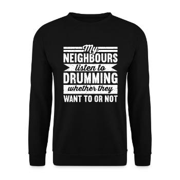 Schlagzeuger Schlagzeuger Schlagzeuger Trommler - Unisex Pullover - Schwarz - Vorne - Alina (178cm) & Michal (187cm)