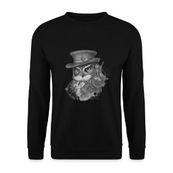 Eule 3 - Unisex Pullover - Schwarz - Vorne - Alina (178cm) & Michal (187cm)