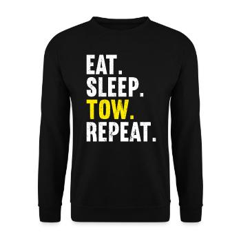 Fahrer des Abschleppwagens - Unisex Pullover - Schwarz - Vorne - Alina (178cm) & Michal (187cm)