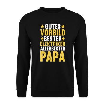 Elektriker Elektroinstallateur Papa Vatertag - Unisex Pullover - Schwarz - Vorne - Alina (178cm) & Michal (187cm)