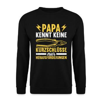 Elektriker Elektroinstallateur Papa Vatertag - Unisex Pullover - Schwarz - Vorne - Alina (178cm) & Michal (187cm)