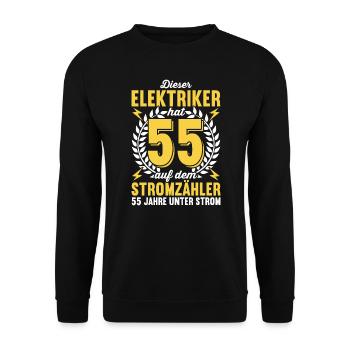 Elektriker Elektroinstallateur 55. Geburtstag - Unisex Pullover - Schwarz - Vorne - Alina (178cm) & Michal (187cm)