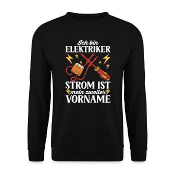 Elektriker Elektroinstallateur Elektroniker - Unisex Pullover - Schwarz - Vorne - Alina (178cm) & Michal (187cm)