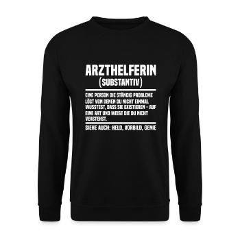 Arzthelferin - Unisex Pullover - Schwarz - Vorne - Alina (178cm) & Michal (187cm)