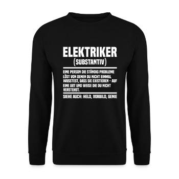 Elektriker Elektroinstallateur Elektroniker - Unisex Pullover - Schwarz - Vorne - Alina (178cm) & Michal (187cm)