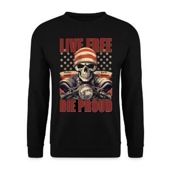 LIVE FREE DIE PROUD - MADE IN HELL LOVED IN HEAVEN - Unisex Sweatshirt - black - Front - Alina (178cm) & Michal (187cm)